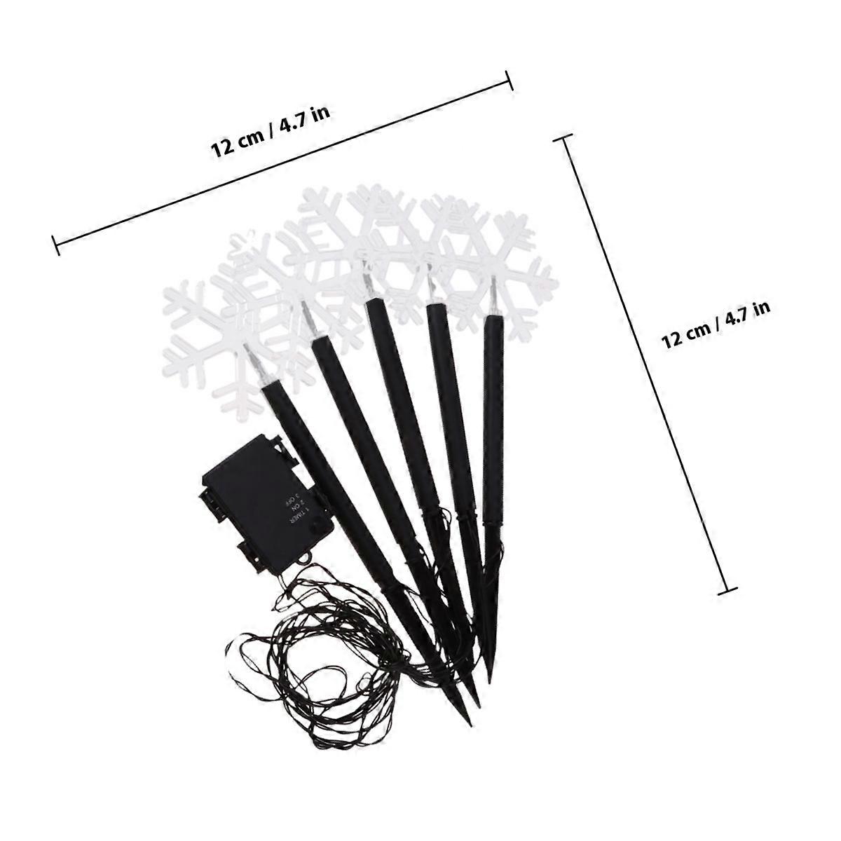 Black LED Garden Stake Light Snowflake String Lawn Lamp