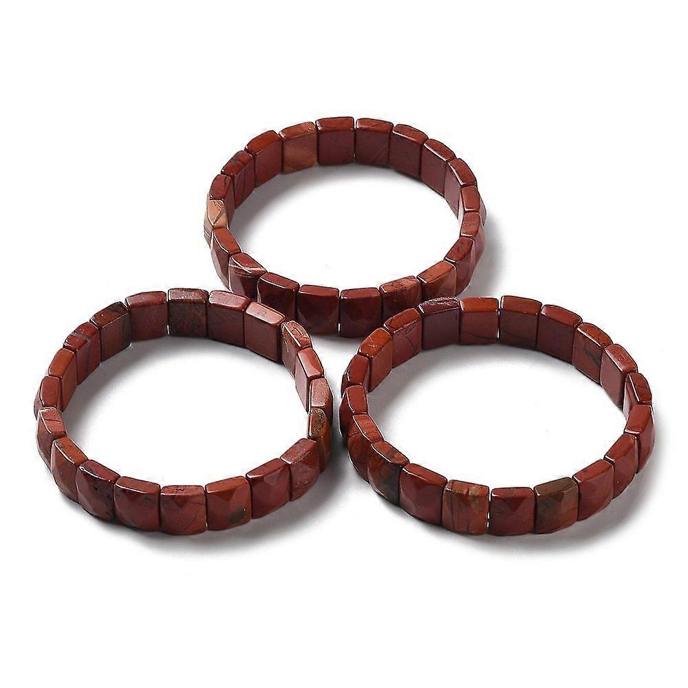 Natural Red Jasper Stretch Bracelets Faceted Rectangle 2-3/8 inch(6cm)