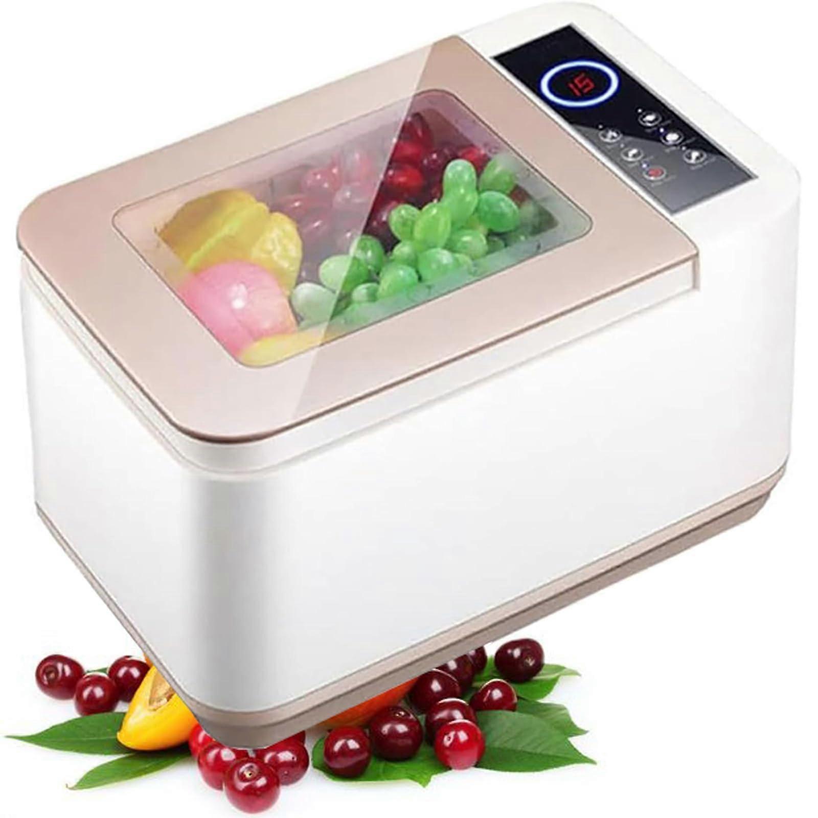 Vegetable Washer Machine 10L Ultrasonic Deep Cleaning with Drain Basket and LCD Control for Kitchen