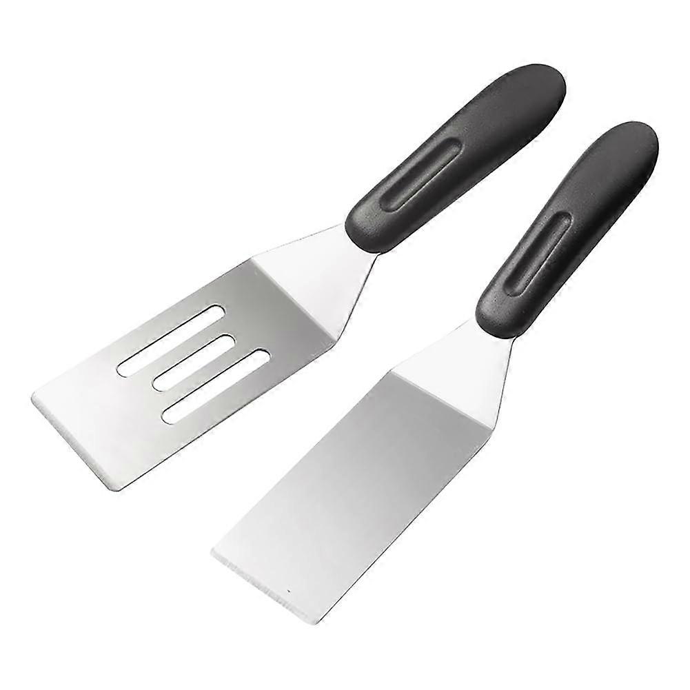2 Pcs Stainless Steel Spatula Set with Slotted and Solid Turner for Flat  Grill Cooking