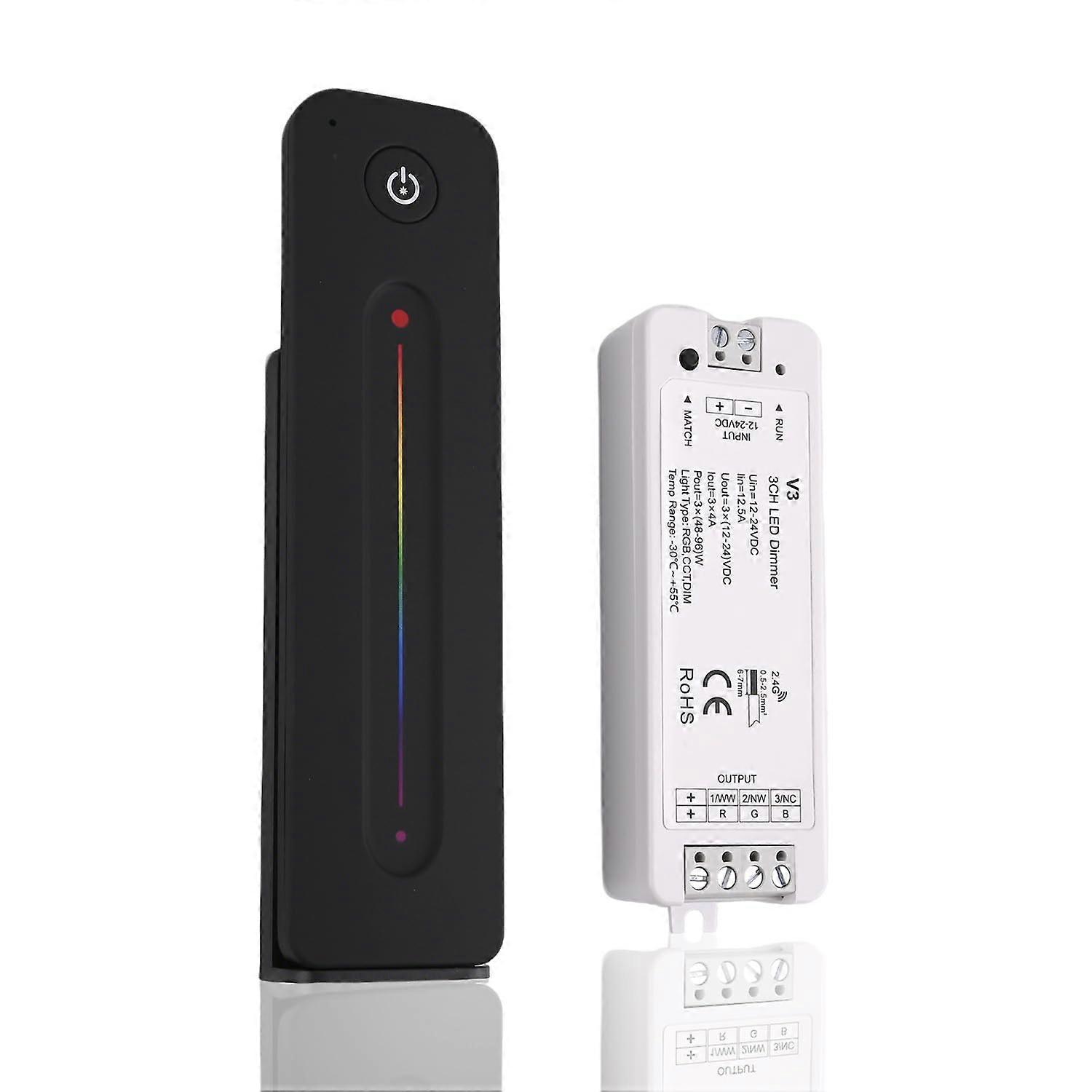 LED Dimmer Switch RGB Controller with Remote, Touch Slide Color Control, RF Wireless Wall Mount