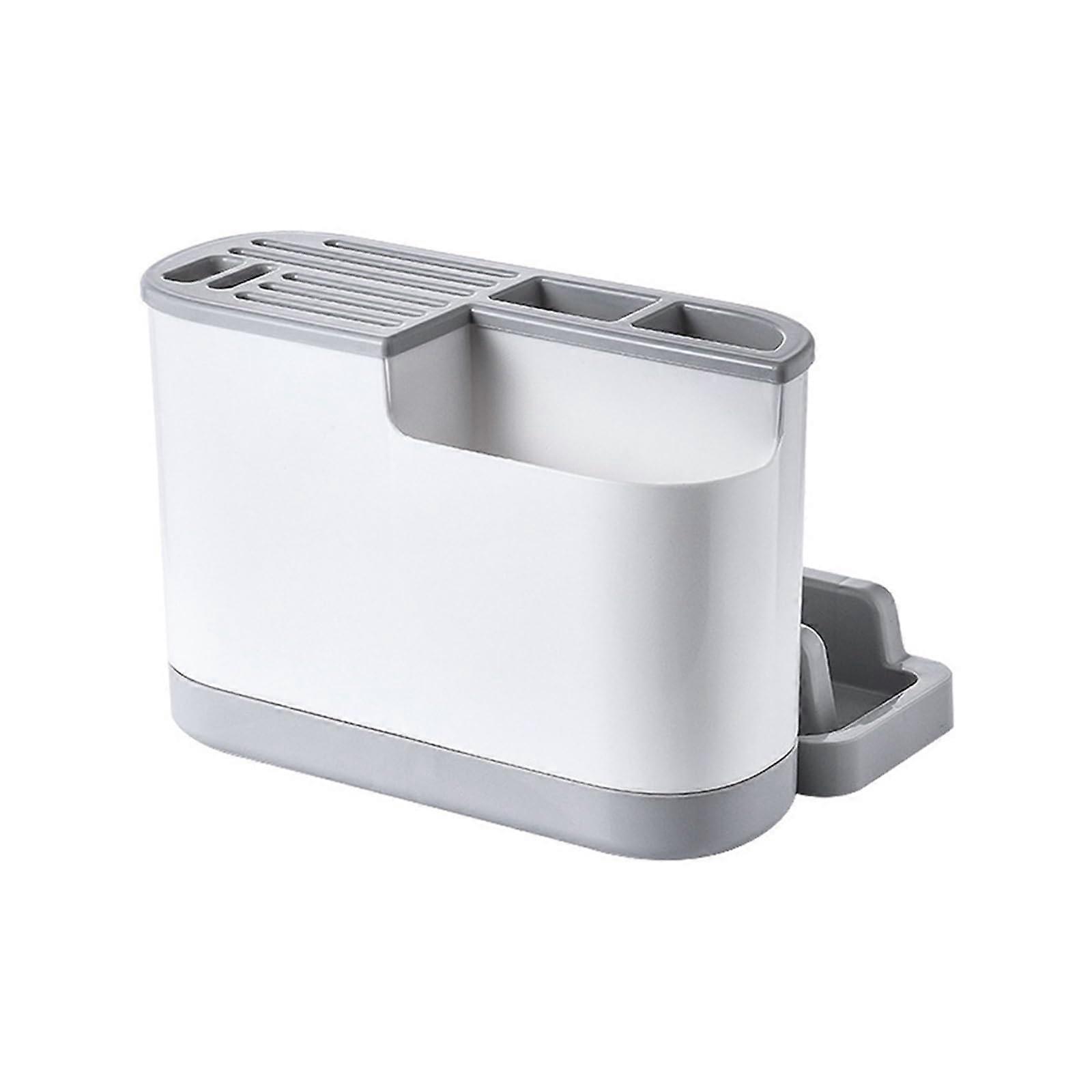 Kitchen Knife Storage Organizer with Cutting Board Holder, 2 in 1 Countertop Space Saving Rack, Gray