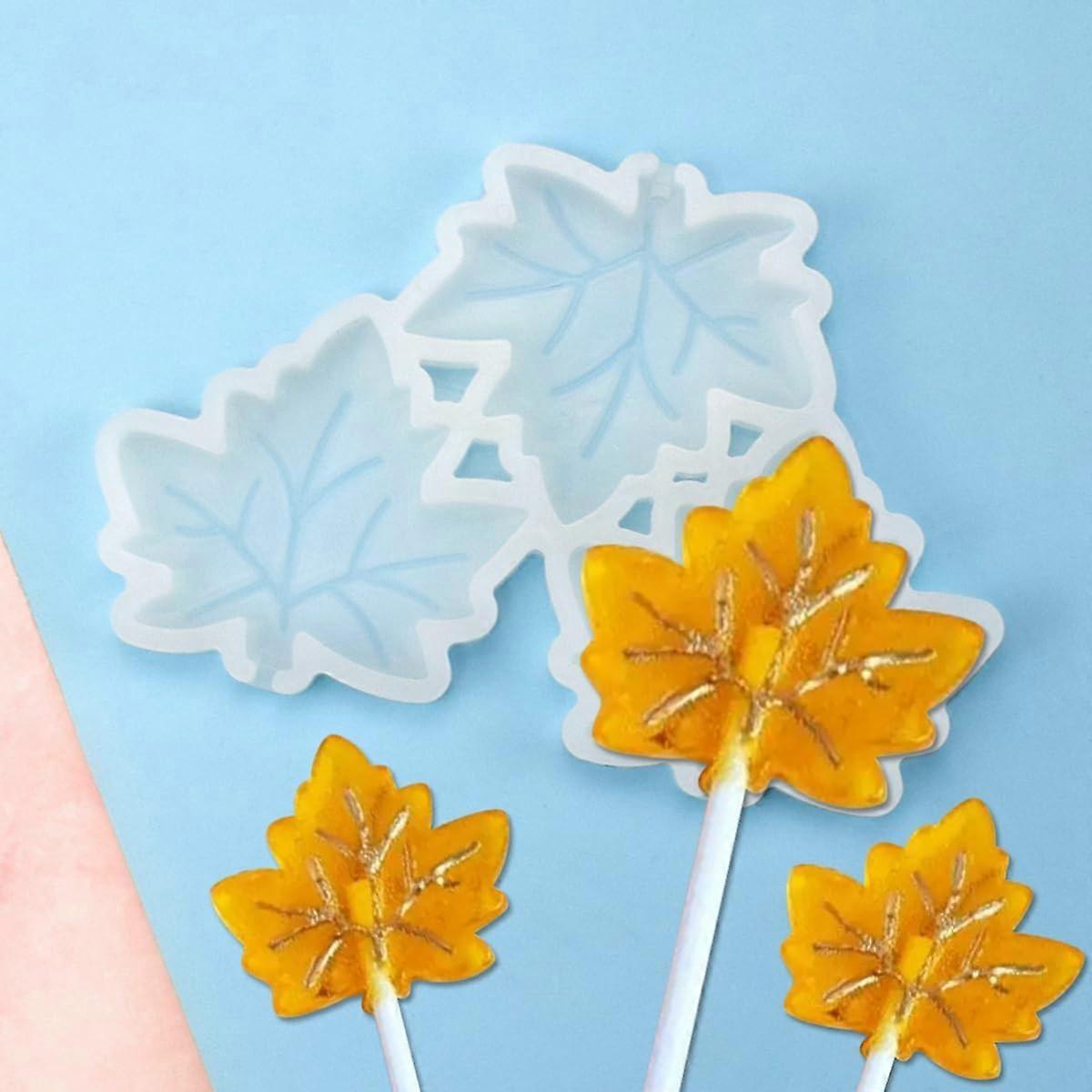 2pcs Maple Leaf Silicone Lollipop Mold for Candy Chocolate Cake Decorating and Epoxy Resin