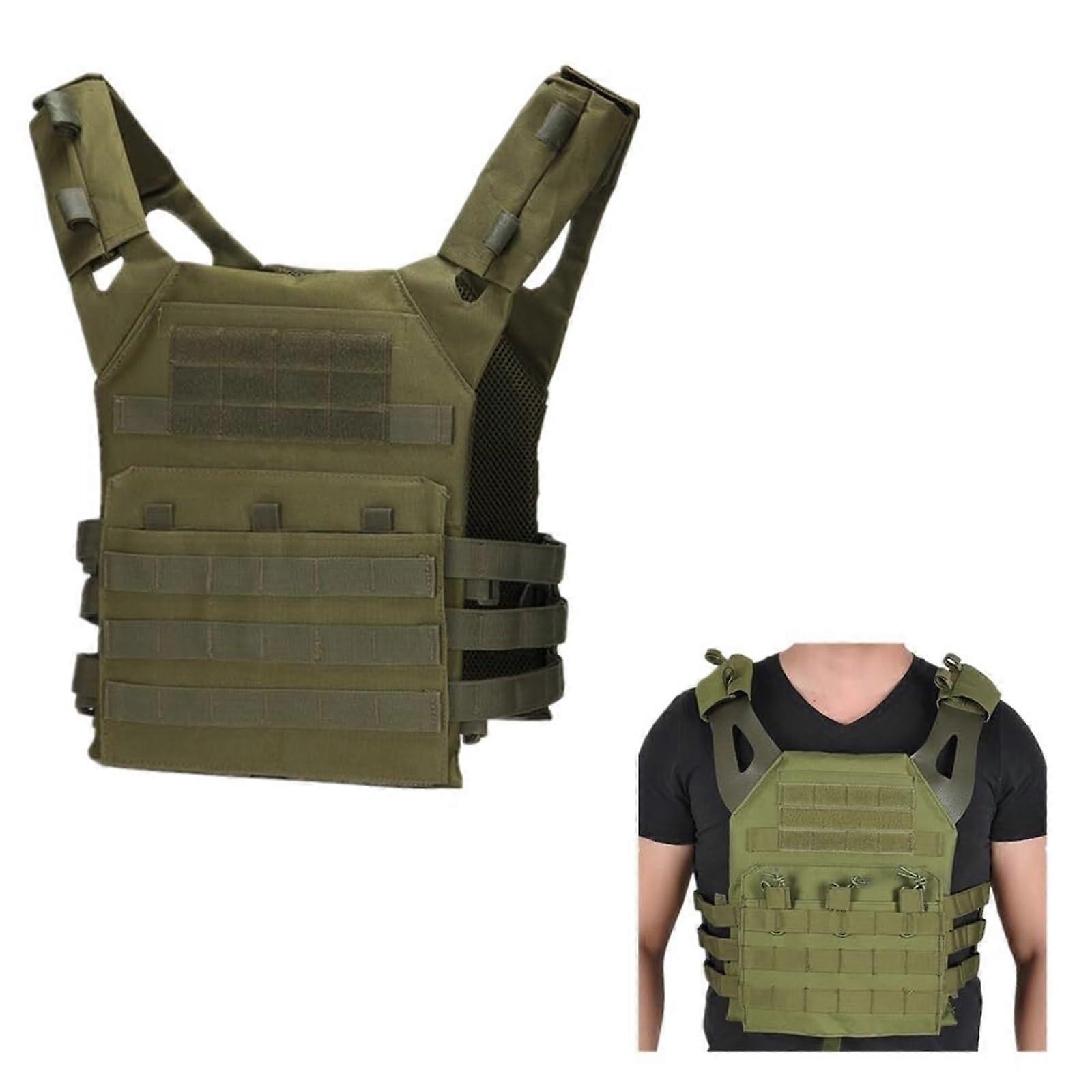 Adjustable Tactical Vest with MOLLE System, Breathable QuickDry Fabric, Green Outdoor MultiPocket