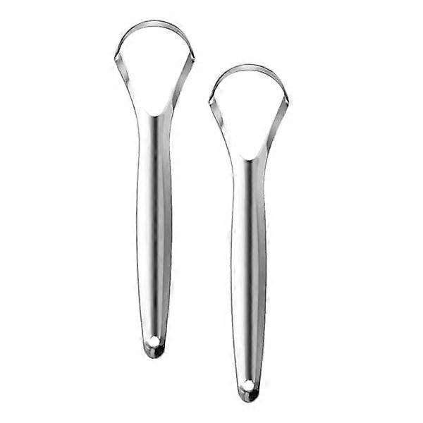 Stainless steel tongue scraper 2-pack, silver