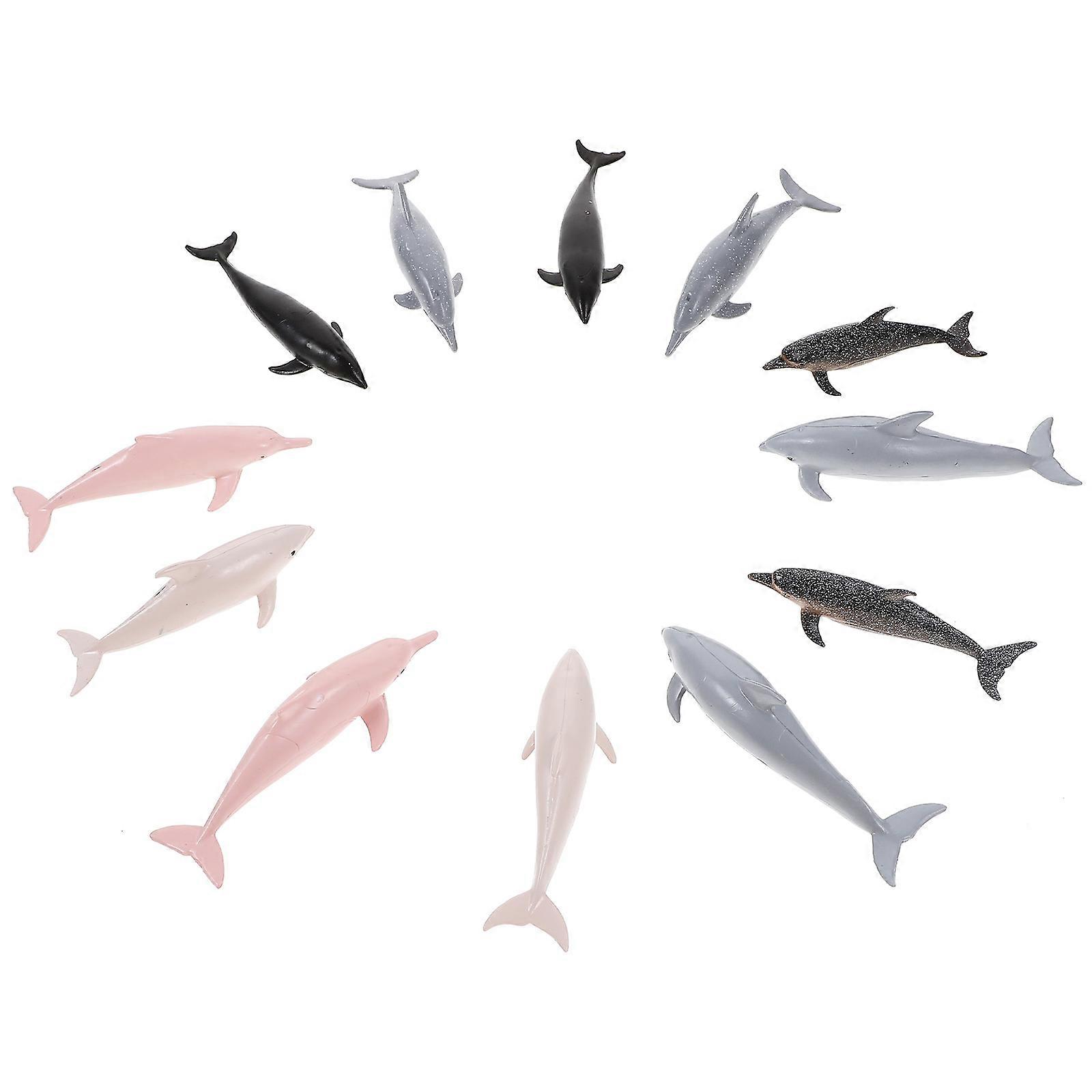 Plastic Dolphin Model Simulation Dolphin Figurines for Decor 12Pcs Pack