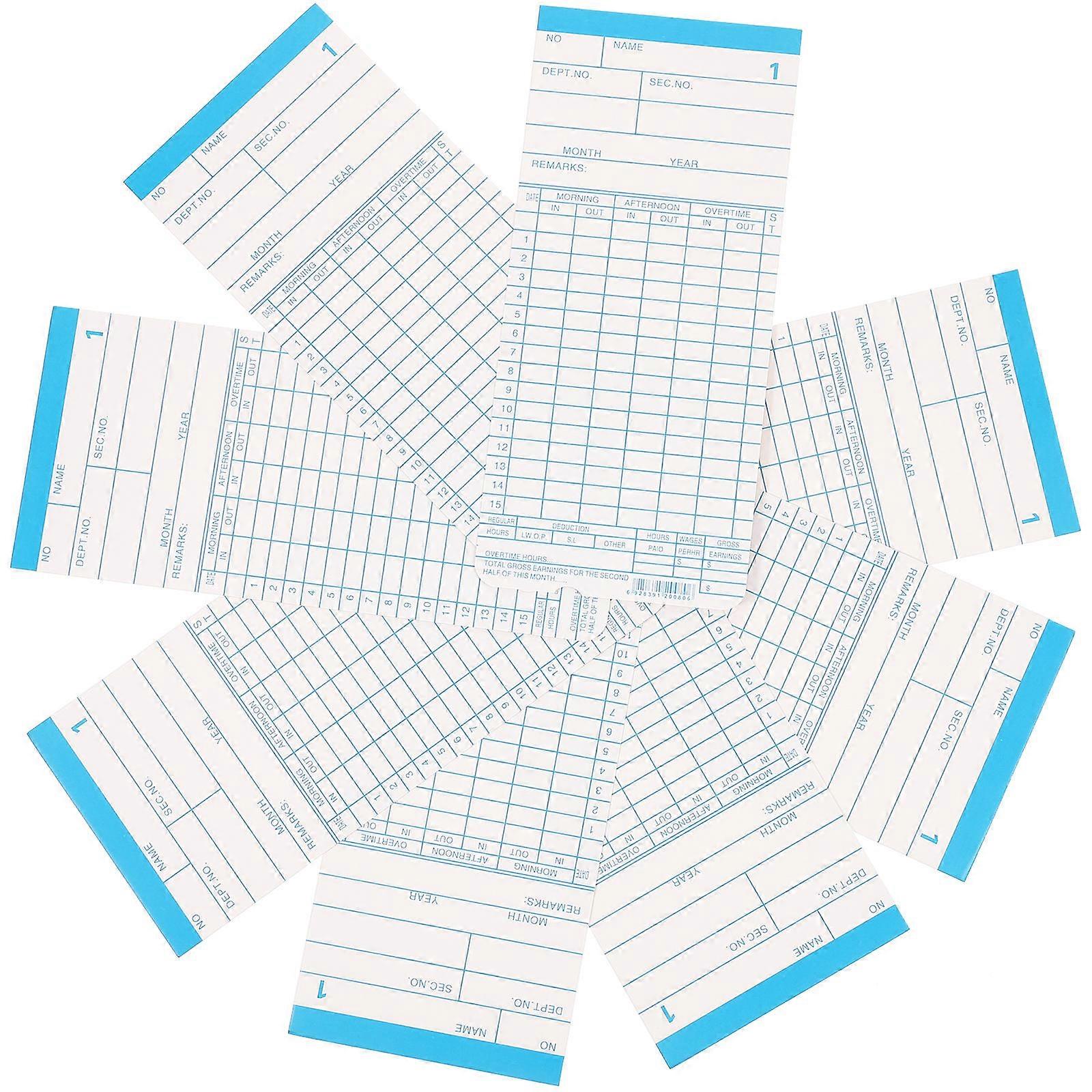 Time Cards Double-Sided Time Cards for Attendance 2Sets Assorted Color