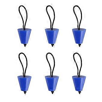 6-Pack Scupper Plugs for Kayaks and Canoes, Rubber Drain Hole Stoppers with Rope, Orange Universal Bung Kit