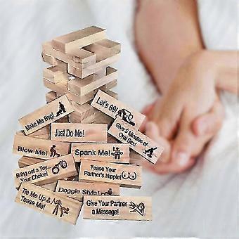 Jogo de Torre de Encaixe 2025 com 48 peças para Encontros Românticos, Torre de Empilhar de Madeira ideal para Casais, Atividades para Casais e Ideias para Encontros Românticos.