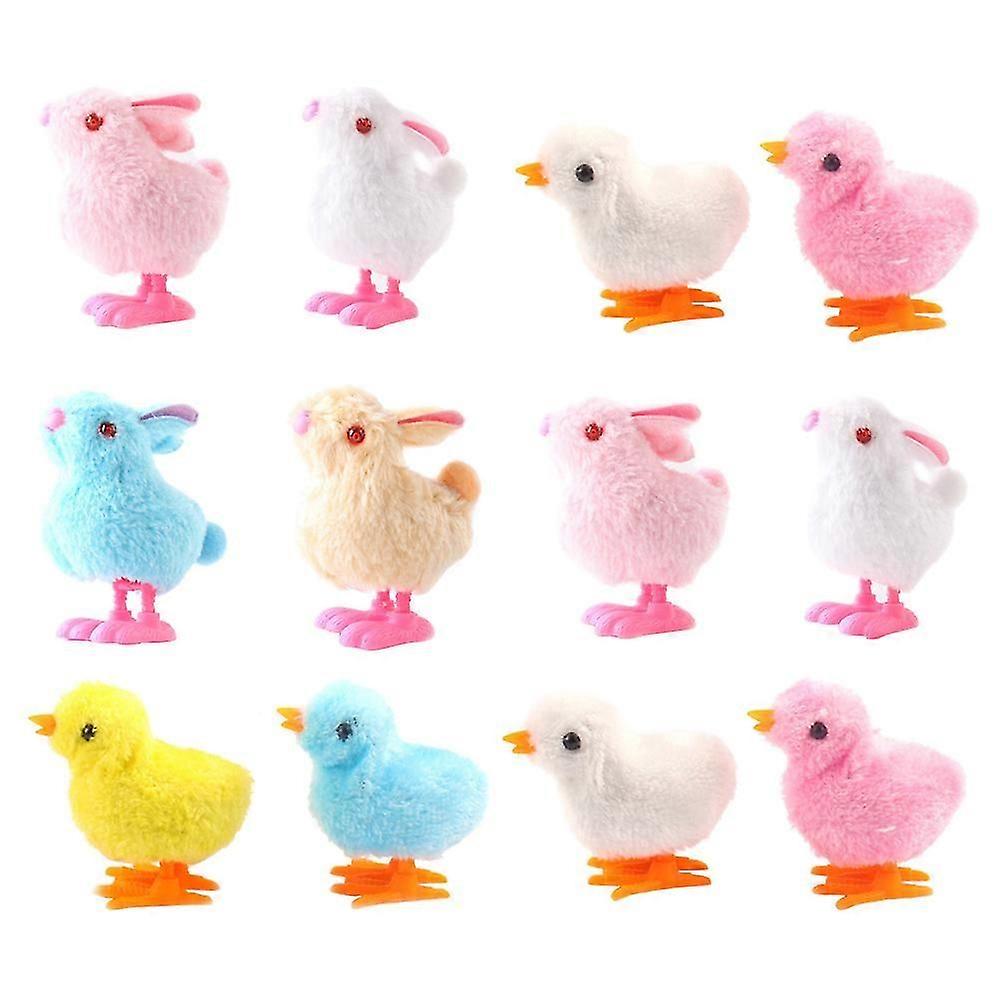 Clockwork Chick Wind-Up Toys Easter Rabbit Toys with 12Pcs Assorted Colors Set