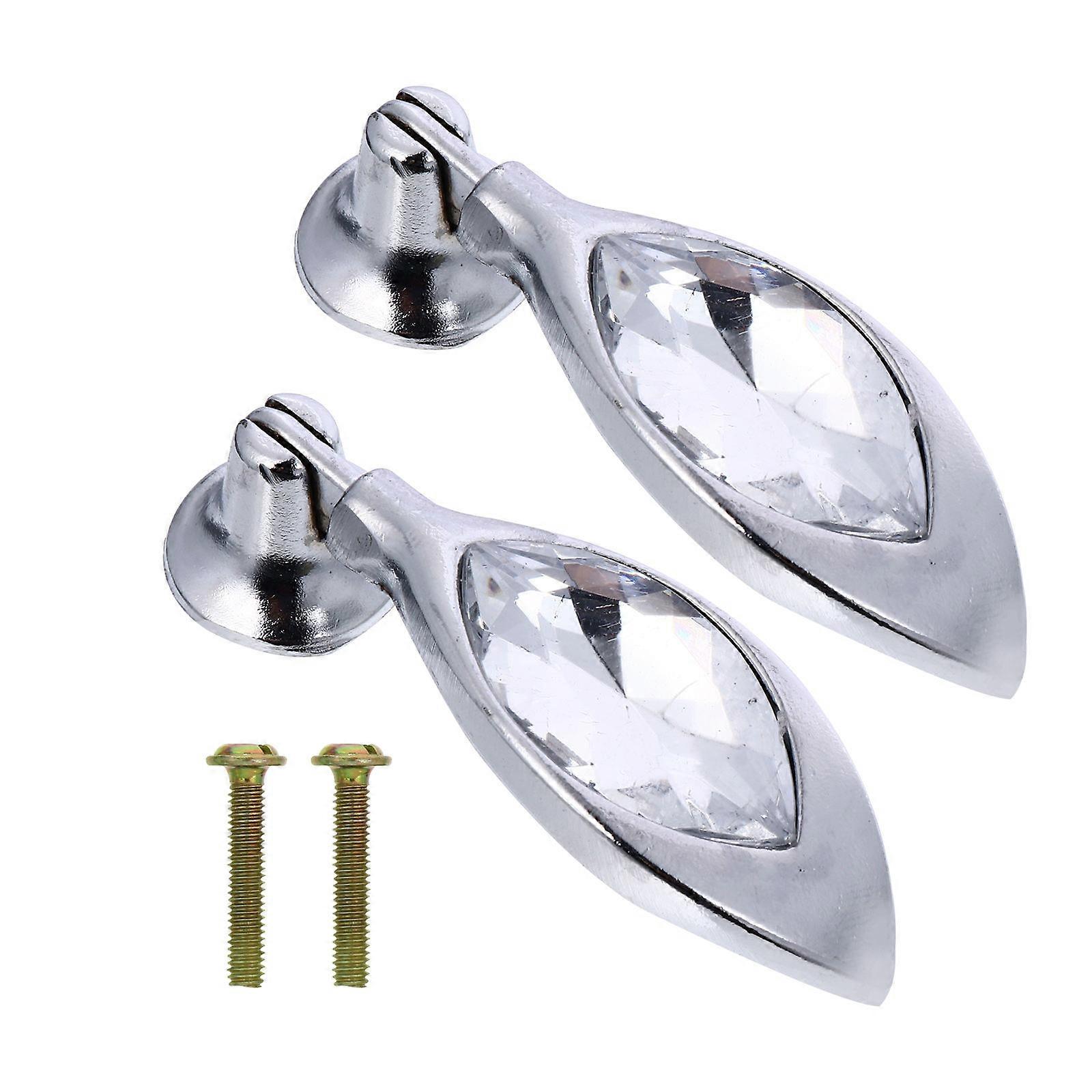 2Pcs Metal Crystal Knobs Handle Golden Drawer Knobs Handle Knob with Screw