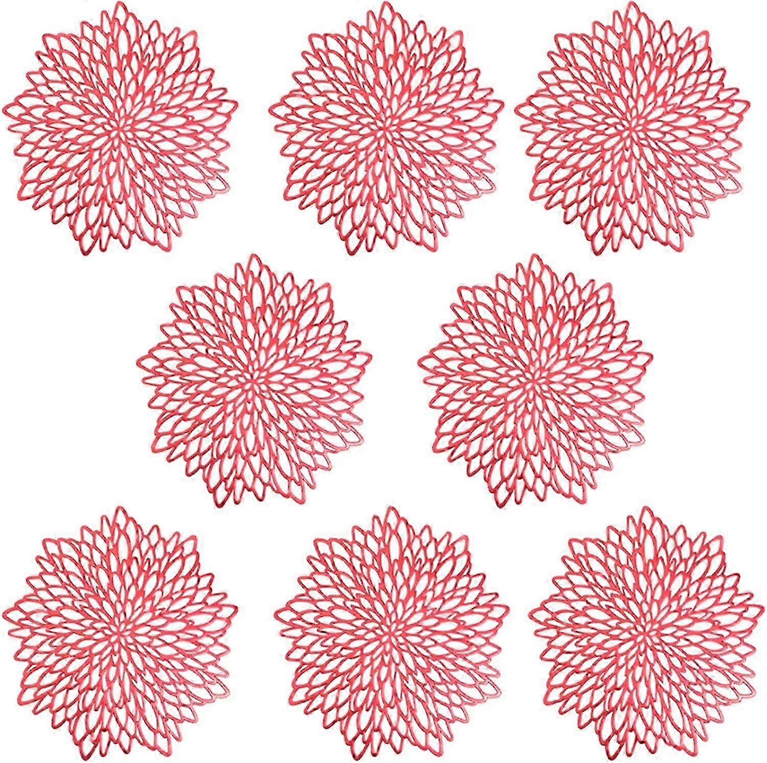 8pcs PVC Placemats Washable Decor,Red