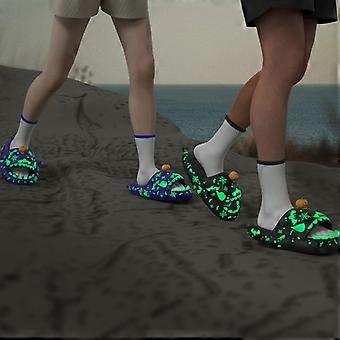 Luminous Shark Design Femmes Pantoufles Halloween Patterns Platform 4cm Salle de bain Pantoufles Cartoon Slides Beach Sandals Femme Chaussures