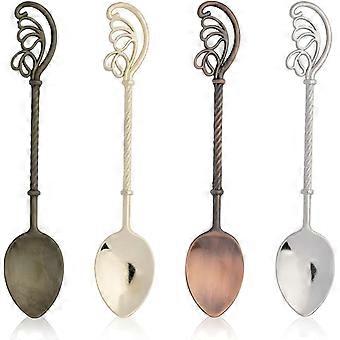 Lot de 4 Retro Coffee Tea Mini Ice Cream Dessert Crystal Spoon Scoop, 4,3 pouces de long plume