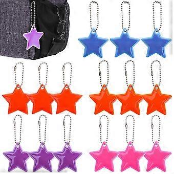 Reflective Pendant Star Charm for Decoration 15Pcs Set for Kids Backpacks