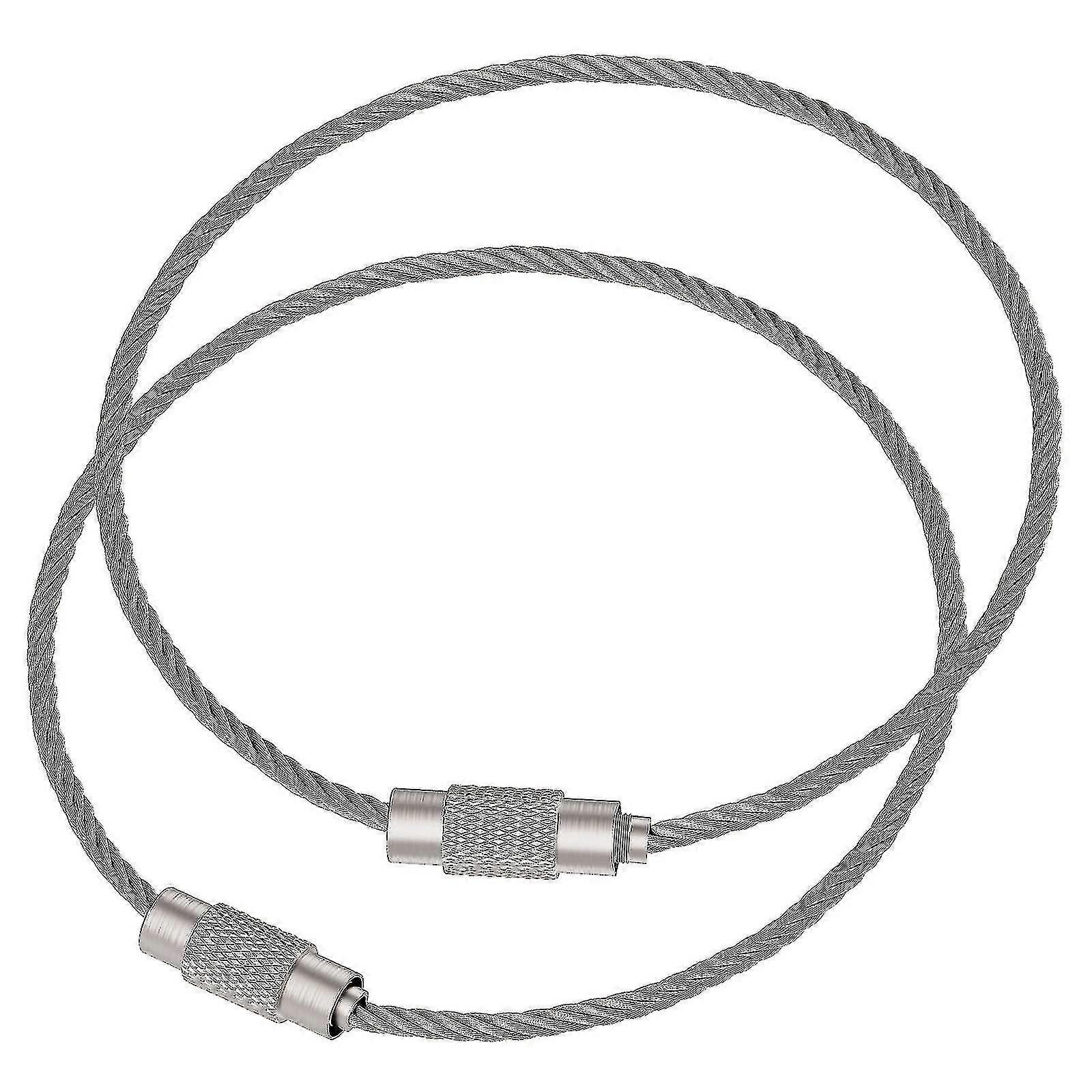 20 Pack Wire Keychain Cable Large Stainless Steel Key Ring Loop Holder