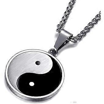 Heren Hanger Ketting Kleine Yin Yang Taichi Hanger met 24 Inch Roestvrij Stalen Schakelketting