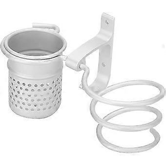 (Silver)2 in 1 Wall Mount Hair Dryer Holder Aluminum Hanging Hair Dryer Stand with Hair Accessories Organizer and Hook for Bathroom