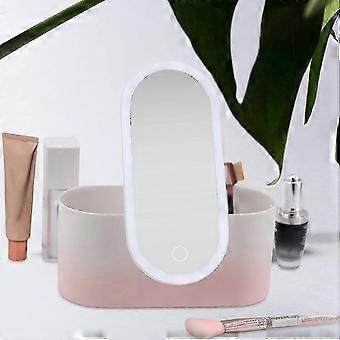 Makeup-organisator med spejl og LED-lys Bærbar rejse-makeup-kosmetikorganisator med berøringslys YTQ