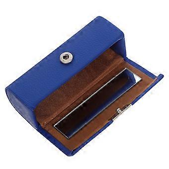 Blue PU Lipstick Storage Case Single Holder for Convenient Storage