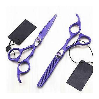 Professional Stainless Steel Hair Cutting Shears 6 Inch Purple Ergonomic Sharp Edges for Salon and Home