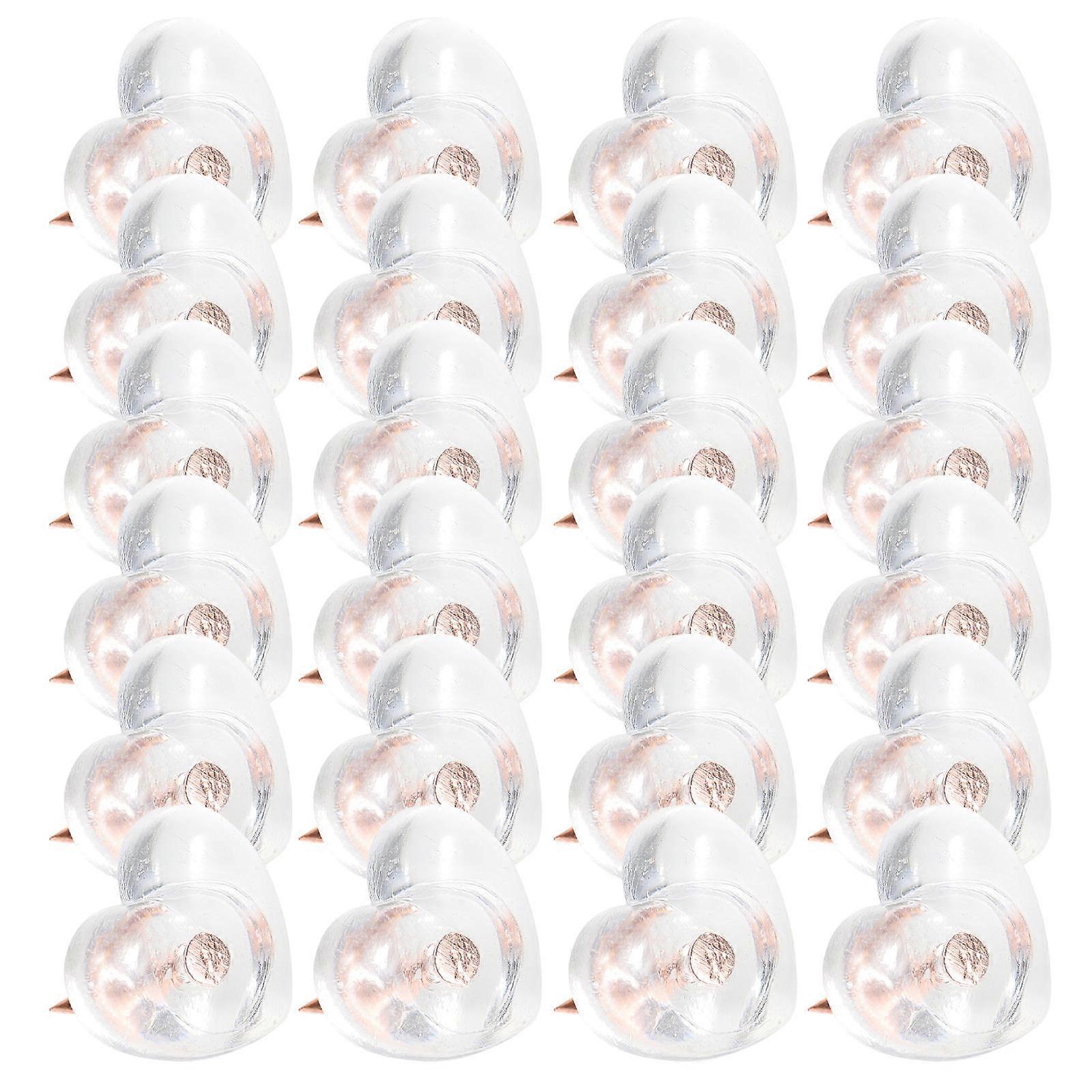 Transparent Heart Shape Thumbtacks for Office Use 100Pcs Replaceable Push Pins
