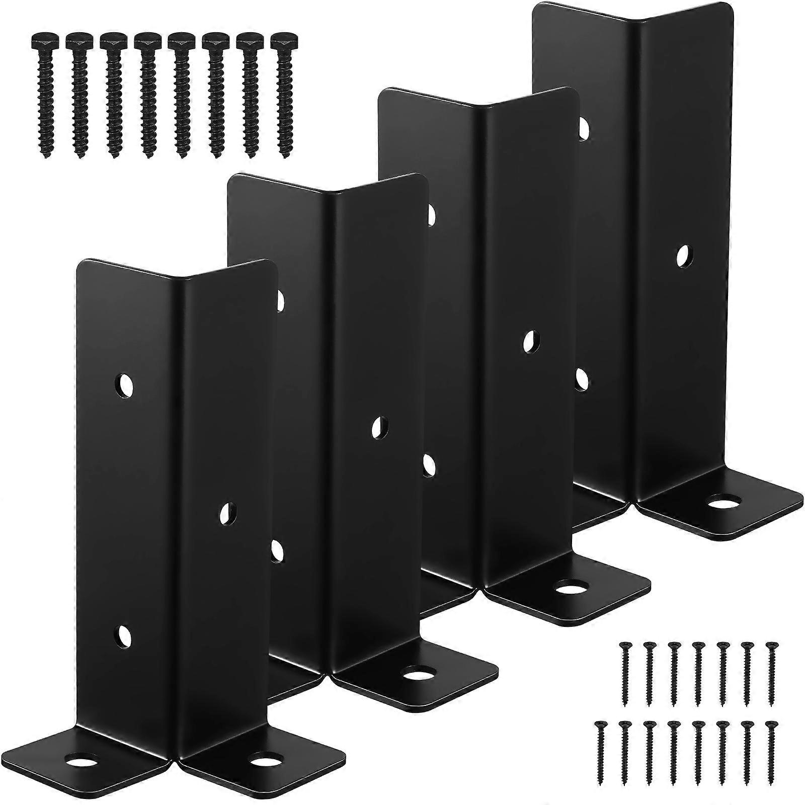 4pcs Post Base Brackets Deck Post Support Brackets Fence Post Base Porch Railing Post Holding Brackets
