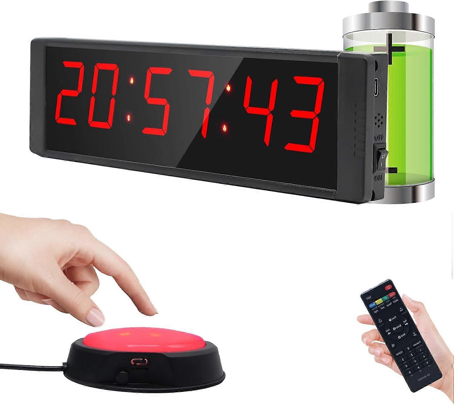 Large Stopwatch with Start/Stop Button, LED Digital Timer with Remote, Countdown Clock with Buzzer, Gym Clock for Home Gym, Interval Timer for Worko
