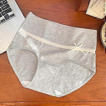 Women High Waist Pure Cotton Solid Color Breathable Antibacterial Large Size Underwear