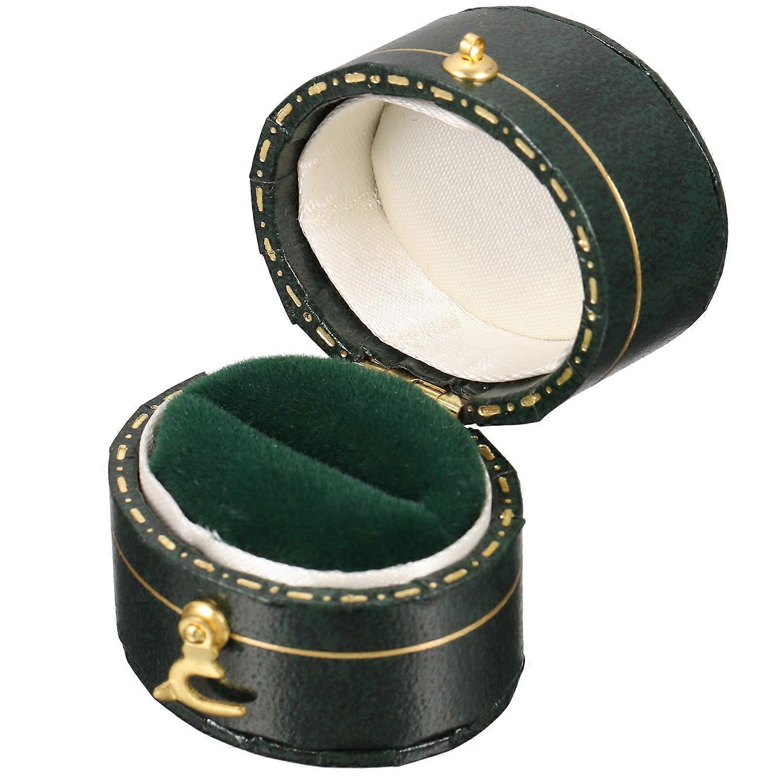 Green Ring Box for Travel Portable Storage Case