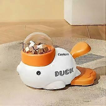 Duck Pet Treat Dispenser Press Pedal Training Toy White Orange for Cats Dogs