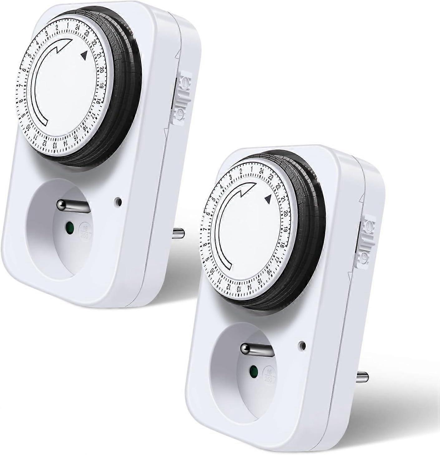 2-Piece Mechanical Timer Plug-in 4000W with 15-Minute Interval Timer, Indoor Daily Programmable Mechanical Plug, White