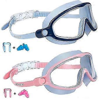 Kids Swimming Goggles Anti-Fog, 2 Pack UV Protection Wide Lens 3-15