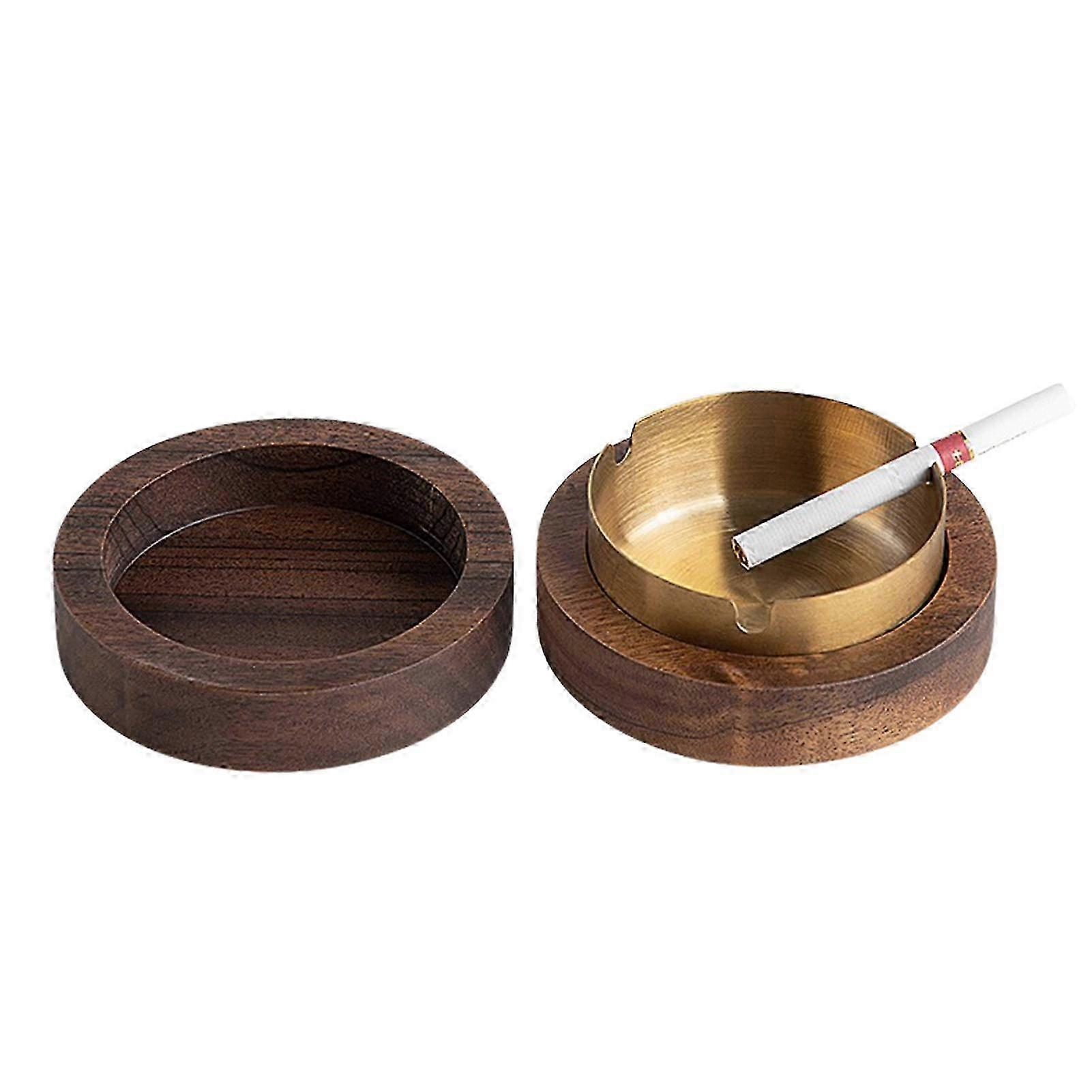 Solid Walnut Covered Desktop Ashtray