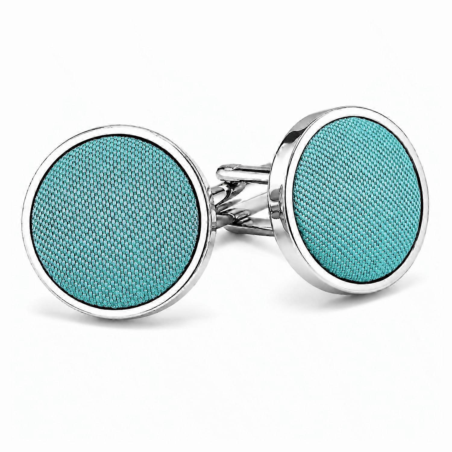 Turquoise Green Plain Shantung Cufflinks