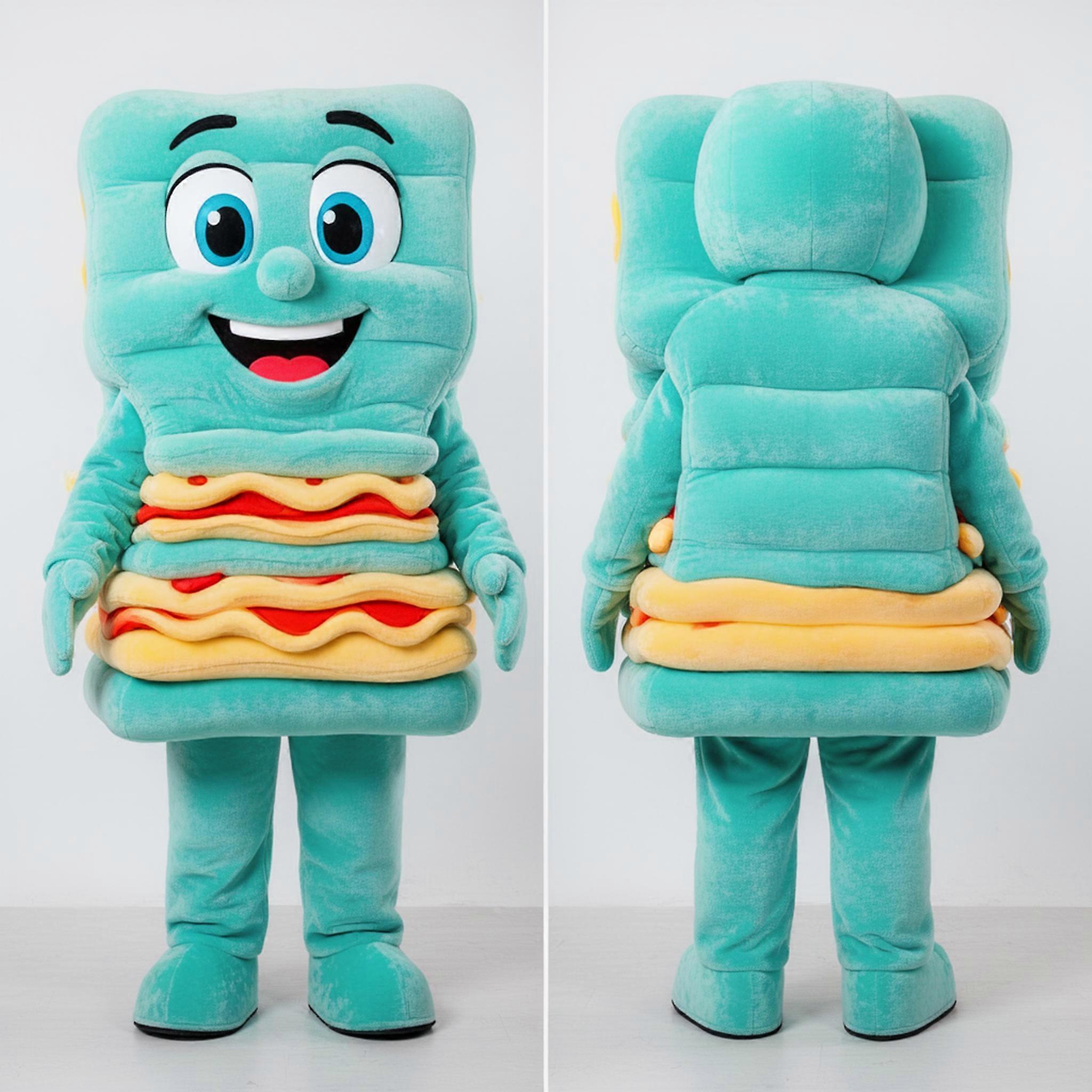 MASTICOT Turquoise Cartoon Lasagna Mascot