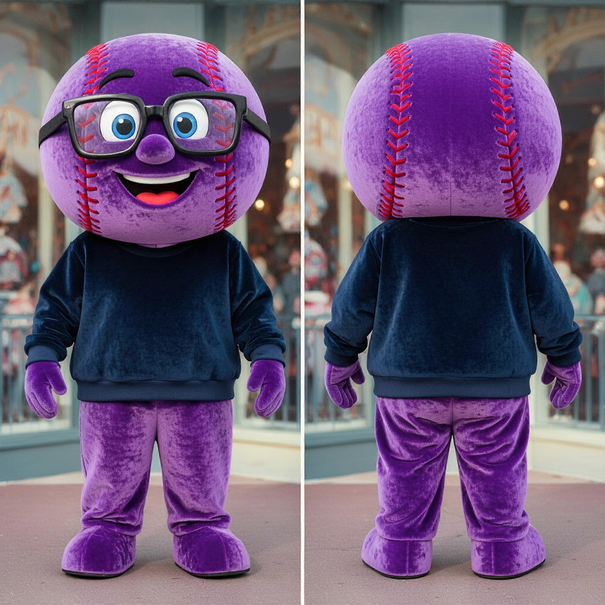 MASTICOT Purple Plush Baseball Ball Mascot