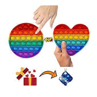 Rainbow Pop It Fidget Toy Set with Simple Dimple Keychain, 2‑Piece Stress Relief Gift Pack