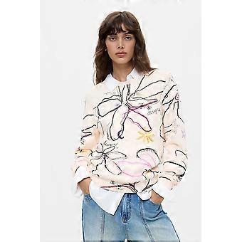 Desigual Flower Sweatshirt in Pastel Tones on a White Background 26WWSK06