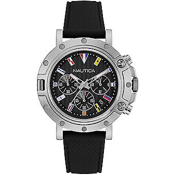 Nautica- nst 800 chrono vlaggen Horloge voor Analoge Quartz Man met Rubber Armband NAD17527G