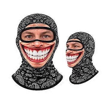 Máscara de esqui com design realista e divertido, ideal para atividades ao ar livre e ciclismo, oferecendo proteção facial.