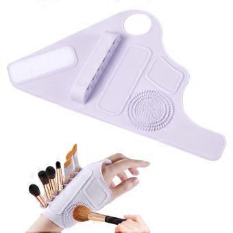 Makeup Mixing Palette with Wrist Strap, Silicone Foundation Tray with Brush Storage, Easy Clean-ah