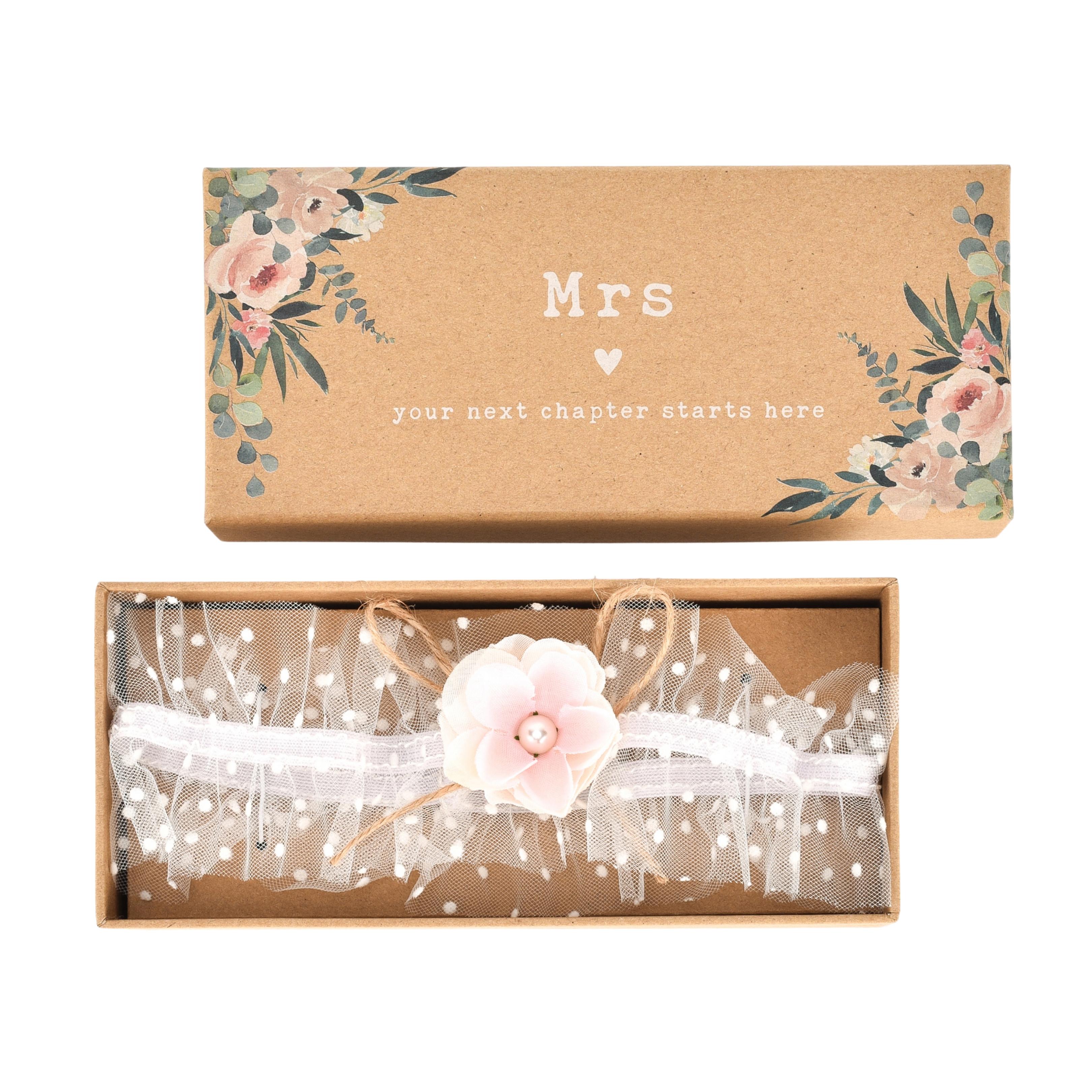 Widdop Mrs Floral Wedding Garter in Gift Box