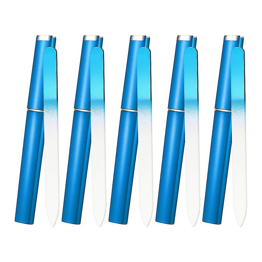 5pcs Glass Nail File With Case Double Sided Etched Filing Surface