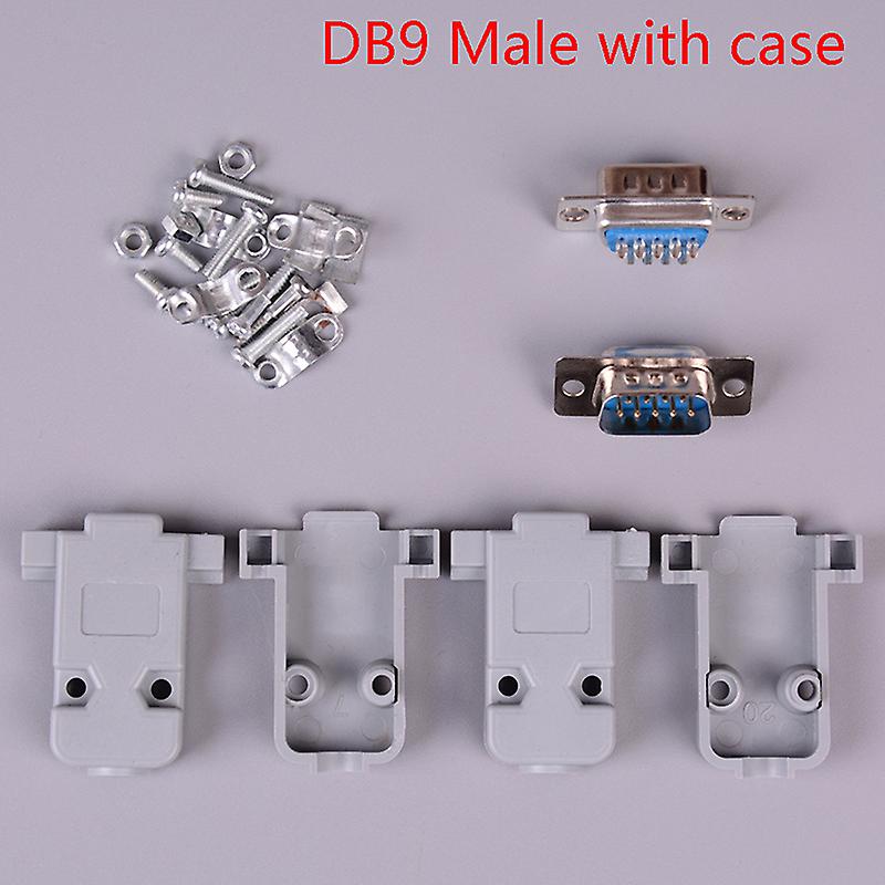2set Rs232 Db9 Female Socket Plug Connector 9 Pin Copper Rs232 Adapter With Case