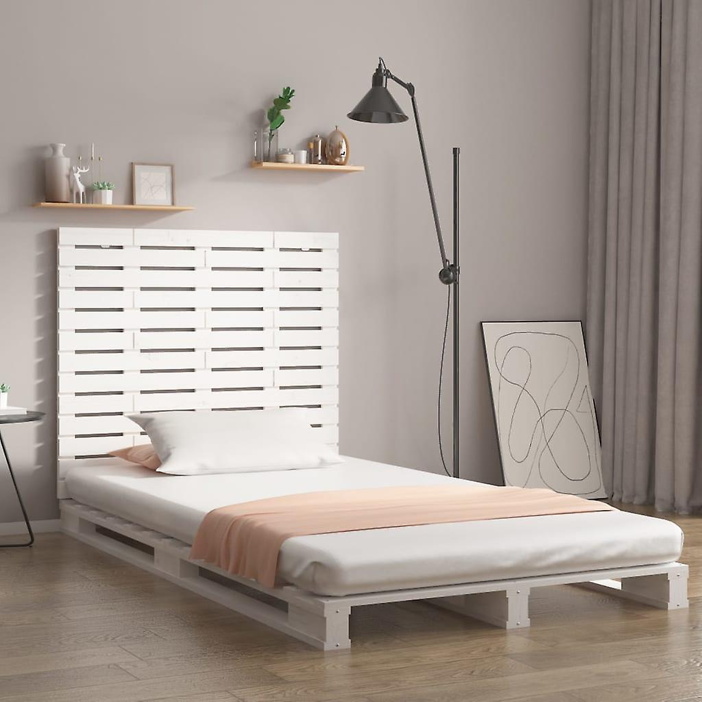 Wall Headboard White 146x3x91.5 cm Solid Pine Wood