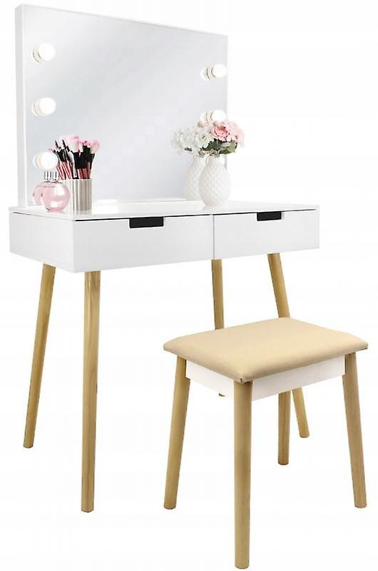 Dressing table - with mirror and stool - LED lighting - 80x50x135 cm
