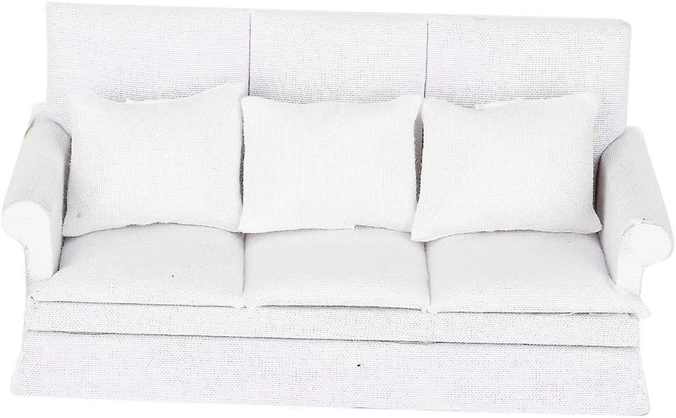 1:12 Maison De Poupée Meubles De Salon Mini Canapé avec 3 pcs Oreiller Meubles De Salon En Bois Maison De Poupée Décoration Accessoires Cadeau pour Ga