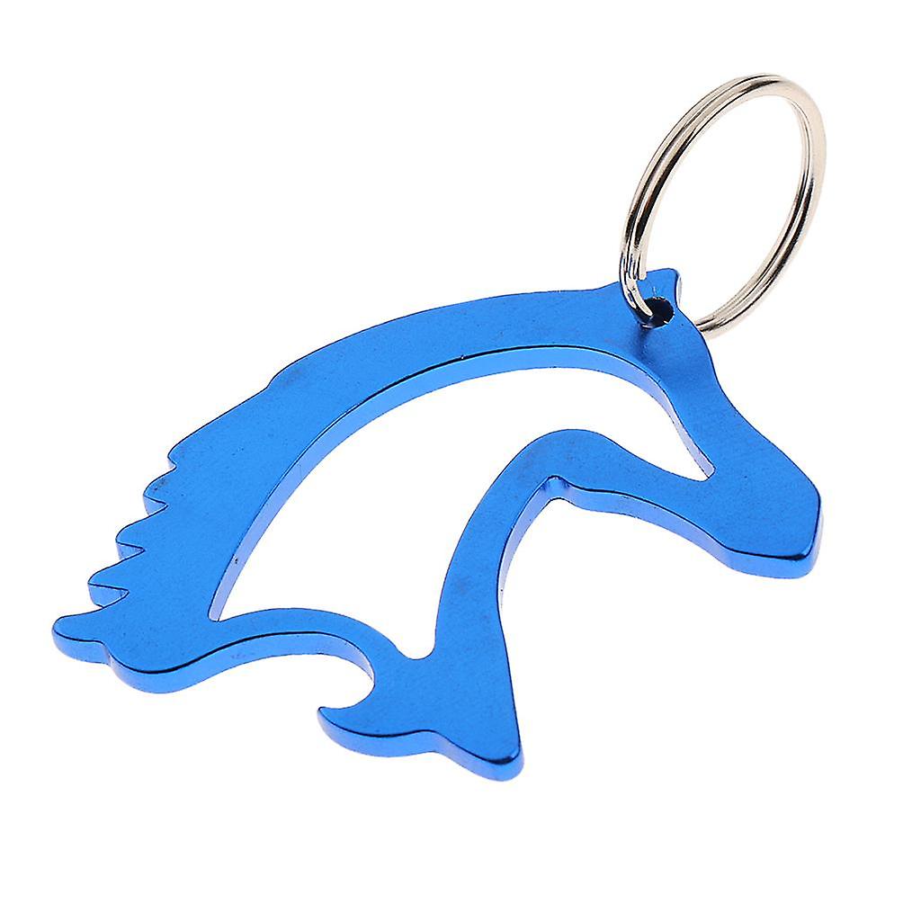 Aluminum Horse Head Simple Bottle Opener Key Ring Keychain Bag Pendent Blue
