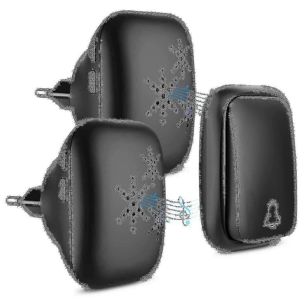 Waterproof -powered Button Smart Door Sets Home Outdoor Receiver Eu Plug Black